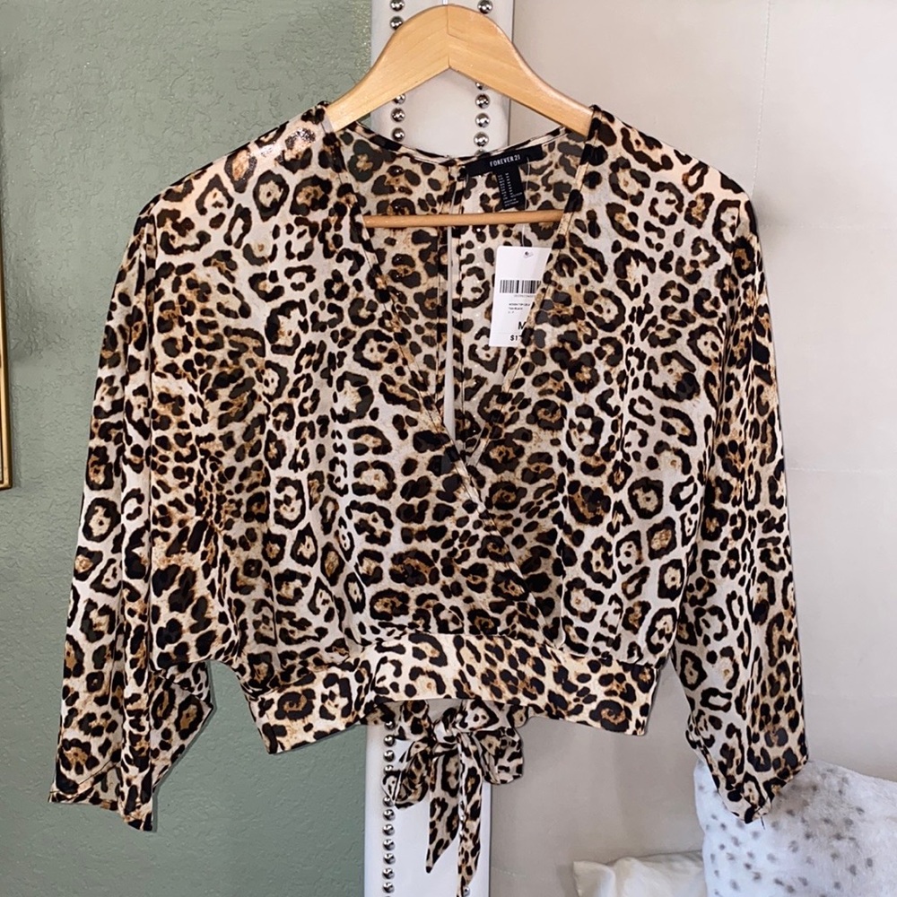 Leopard print wrap top new with tags